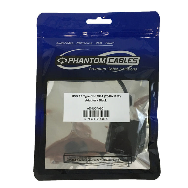 CableChum® offers the USB 3.1 Type C to VGA (2048x1152) Adapter - Black