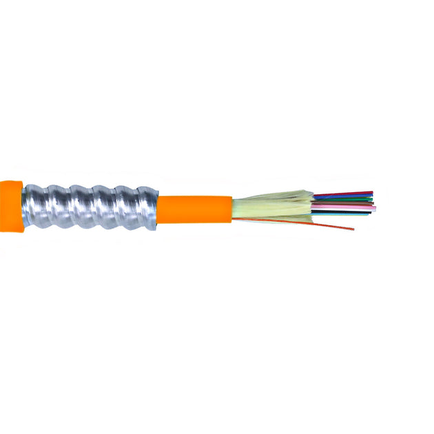 CableChum® offers Corning ClearCurve 50 Micron 12-Fiber Multi-Mode (OM2) Armored Plenum OFNP - Orange