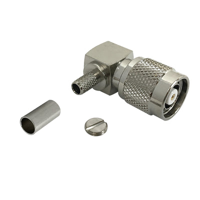 CableChum® offers the TNC Reverse Polarity Male Right Angle Crimp Connector for RG58 (LMR-195) 50 Ohm