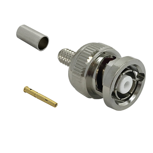 CableChum® offers BNC Reverse Polarity Male Crimp Connectors for RG58 (LMR-195) 50 Ohm