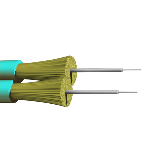 CableChum® offers AFL Corning OM3 Multimode duplex 50 Micron fiber zip cord 2mm jacket OFNP - Aqua