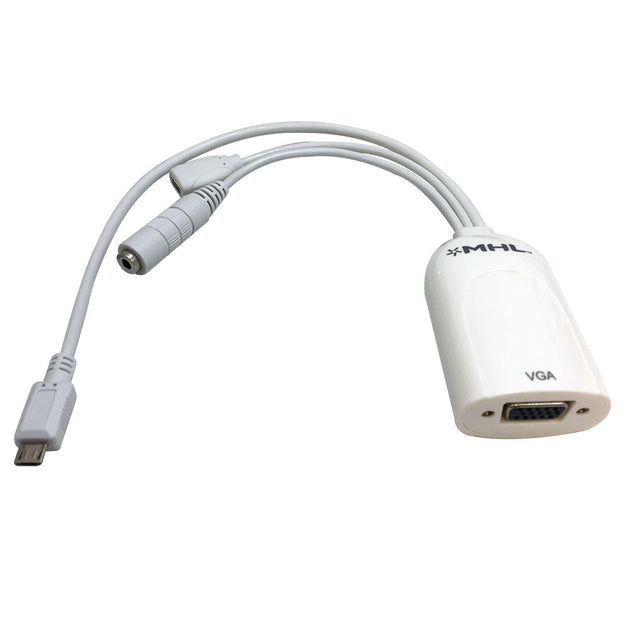 CableChum® offers the MHL Micro USB B Male to VGA Female, Micro USB B Female & Stereo Female Adapter