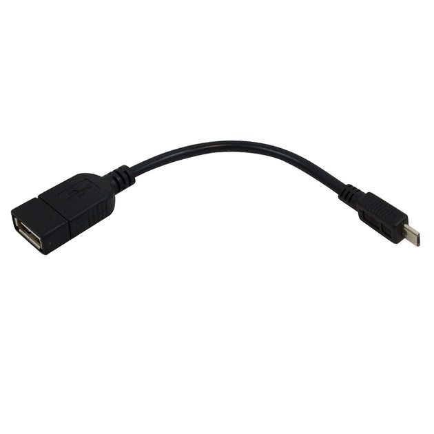 CableChum® offers this USB OTG (On-The-Go) adapter cable consists of a USB A female on one end to a USB micro B male on the other.
