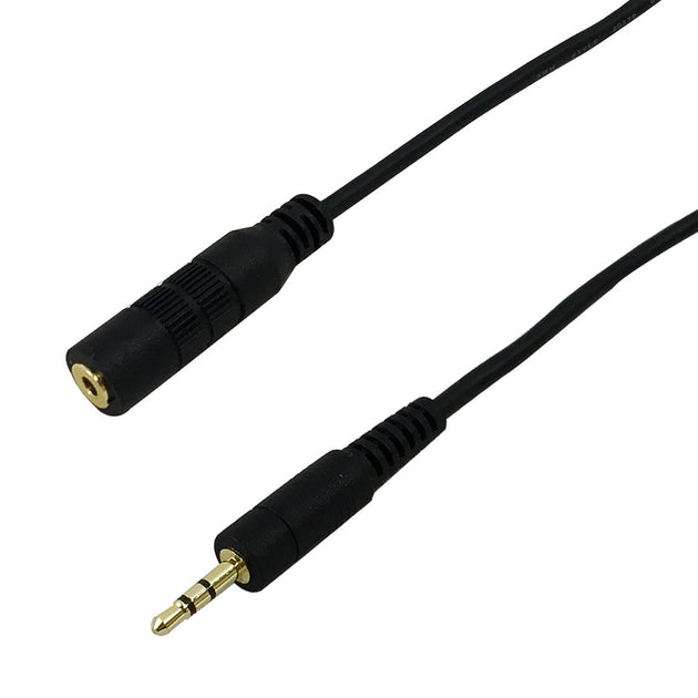2.5mm stereo male to 2.5mm female 28AWG FT4 - Black