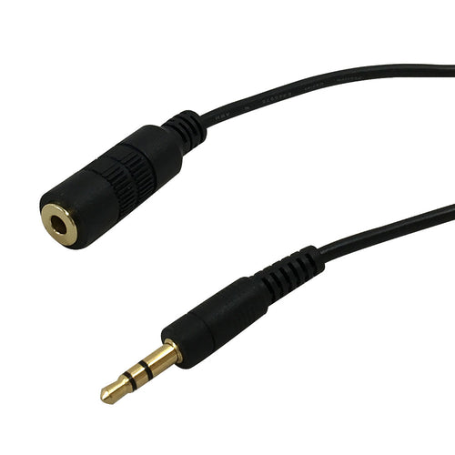 3.5mm Stereo Male to 3.5mm Stereo Female Cable 28AWG FT4 - Black