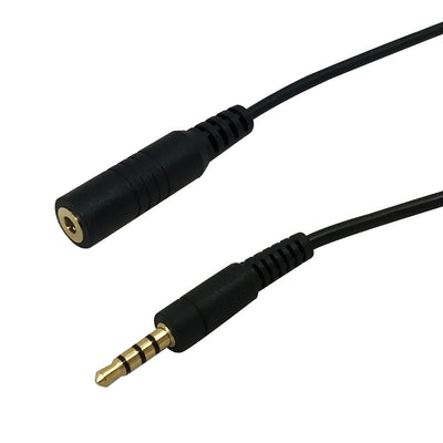 3.5mm 4C male to 3.5mm 4C female 28AWG FT4 - Black