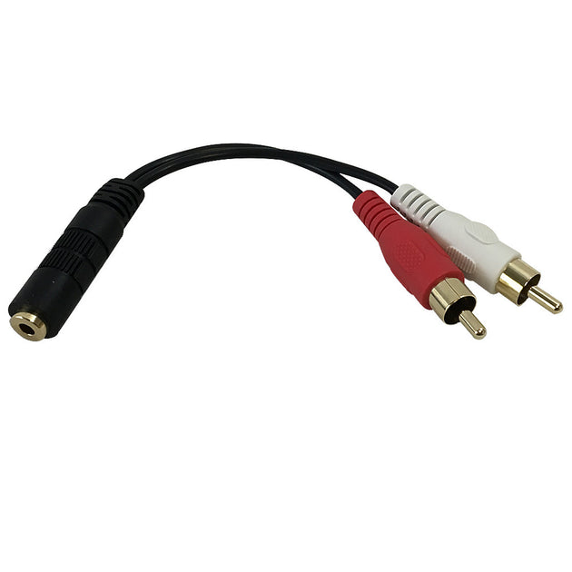3.5mm Female to 2 x RCA Male Molded Audio Cable Adapter 6 inches