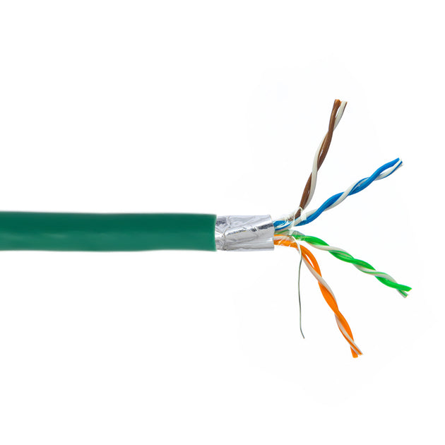 CableChum® offers the CAT5E - 4 Pair 350MHz Solid Shielded (STP) FT4/CMR Bulk Cable - green