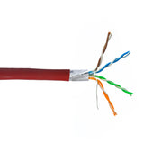 CableChum® offers CAT5E - 4 Pair 350MHz Stranded Shielded (STP) FT4-CMR Bulk Cable - red