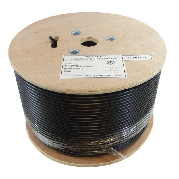 CableChum® offers DMX cable - 22AWG 4C BC stranded, 85% braid + 100% foil CMR - FT4