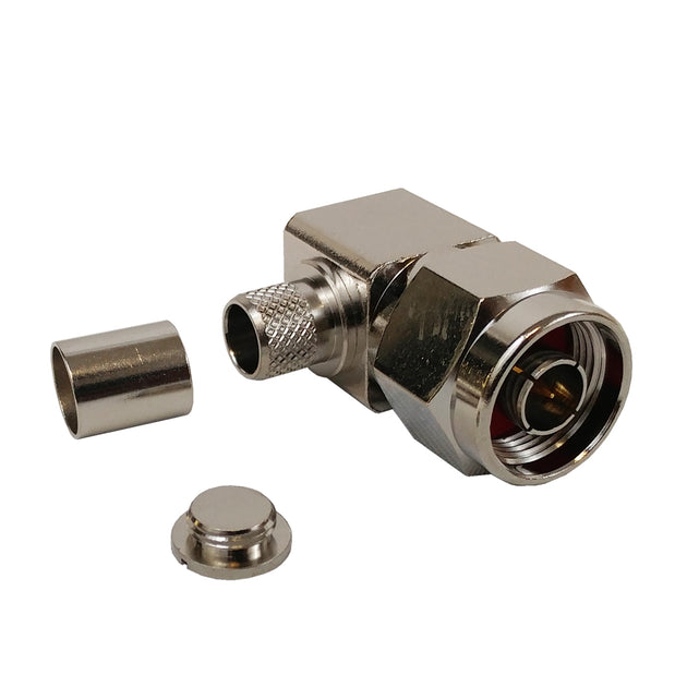 CableChum® offers the N-Type Right Angle Male Crimp Connector for RG8 (LMR-400) 50 Ohm