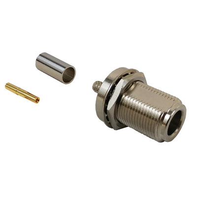 CableChum® offers the N-Type Female Bulkhead Crimp Connector for RG58 (LMR-195) 50 Ohm