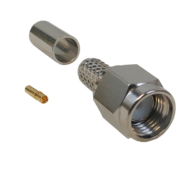 CableChum® offers the SMA Reverse Polarity Male Crimp Connector for RG58 (LMR-195) 50 Ohm