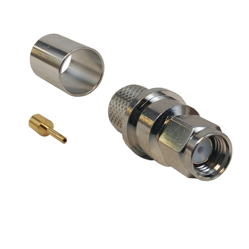 CableChum® offers the SMA Reverse Polarity Male Crimp Connector for RG8 (LMR-400) 50 Ohm