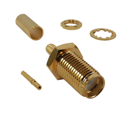 CableChum® offers the SMA Female Bulkhead Crimp Connector for RG174 (LMR-100) 50 Ohm