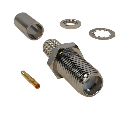 CableChum® offers the SMA Female Bulkhead Crimp Connector for RG58 (LMR-195) 50 Ohm