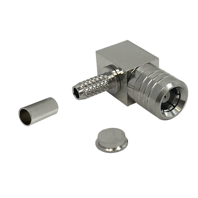CableChum® offers the SMB Male Right Angle Crimp Connector for RG174 (LMR-100) 50 Ohm
