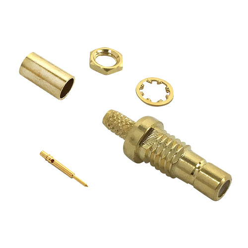 CableChum® offers the SMB Female Bulkhead Crimp Connector for RG174 (LMR-100) 50 Ohm