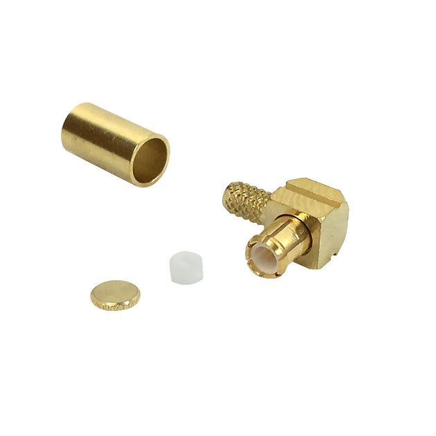 CableChum® offers MCX Male Right Angle Crimp Connector for RG174 - 50 Ohm