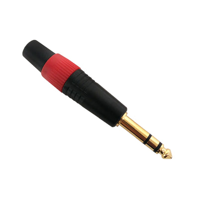 CableChum® offers the TRS Stereo Male Solder Connector Black finish, Red Ring, Gold Plated
