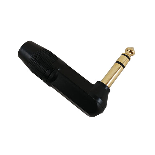 CableChum® offers the TRS (1/4 inch) Stereo Male Solder Right Angle Connector - Black