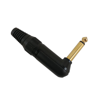 CableChum® offers the TS (1/4 inch) Mono Male Solder Right Angle Connector - Black
