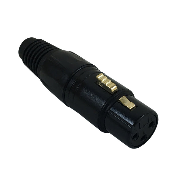 CableChum® offers the XLR Female Solder Connector - Gold Plated - Black