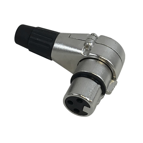 CableChum® offers the XLR 90 Degree Female Connector Nickel - Gold Plated Pins