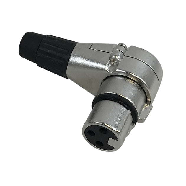 CableChum® offers the XLR 90 Degree Female Connector Nickel - Gold Plated Pins