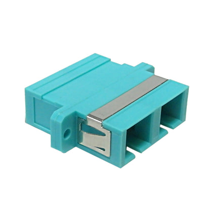 CableChum® offers the SC-SC Fiber Coupler F-F Multimode 50 Micron 10gig OM3-OM4 Duplex Ceramic Panel mount - Aqua