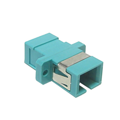 CableChum® offers the SC-SC Fiber Coupler F-F Multimode 50 Micron 10gig OM3-OM4 Simplex Ceramic Panel mount - Aqua