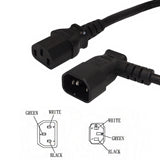 IEC C13 to IEC C14 Left Angle Power Cable - 18AWG SJT