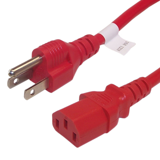 This CableChum® power cord consists of a 5-15P male on one end and a C13 female on the other end.  red