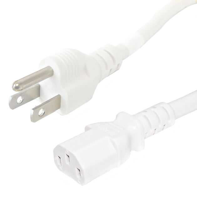This CableChum® power cord consists of a 5-15P male on one end and a C13 female on the other end.  white