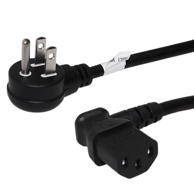 This CableChum®  power cord consists of a 5-15P up angle male on one end and a C13 right angle female on the other end. 