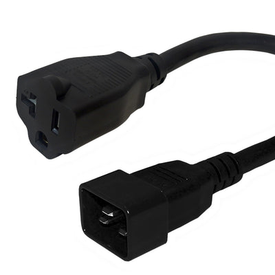 This CableChum® power cord consists of a C20 male on one end and a 5-15/20R female on the other end.