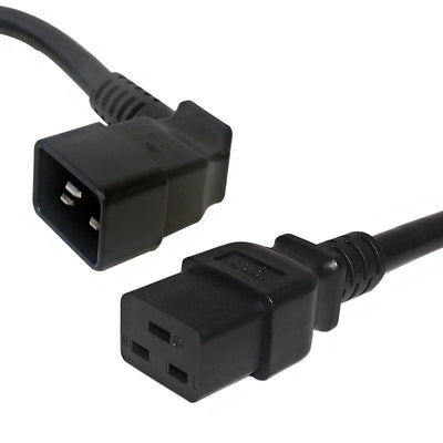 This CableChum® power cord consists of a C20 right angle male on one end and a C19 female on the other end.