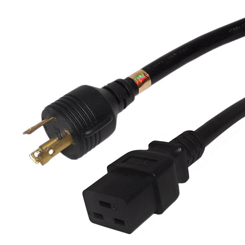 Twist-Lock NEMA L6-30P to IEC C19 Power Cable - 12 AWG SJT