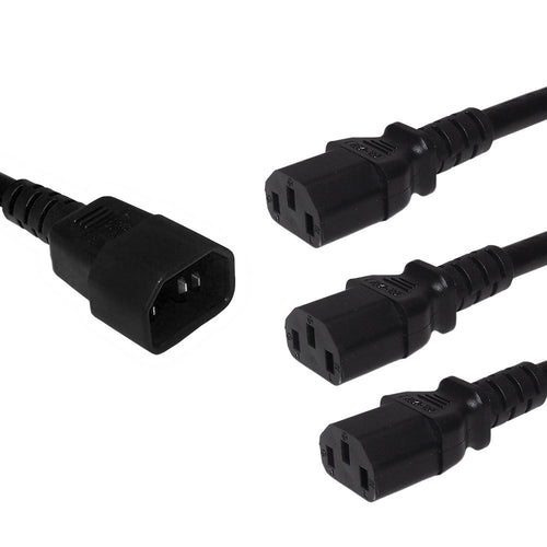 IEC C14 to 3 x IEC C13 Power Splitter Cable - 16AWG SJT